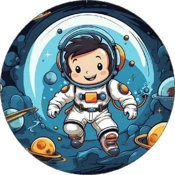 Jedlá dekorace na dort Jedlý papír malý austronaut a planety 19,5cm
