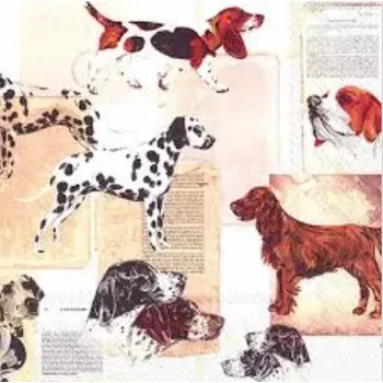 Ubrousky Psí plemena, 33 x 33 cm (Ubrousky se psem pejsek, pes)