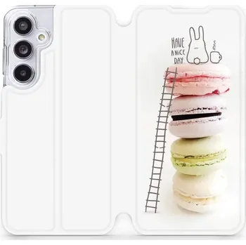 Pouzdro na mobilní telefon Flipové pouzdro Mobiwear - Samsung Galaxy A55 5G - M090P Makronky (Knížkové flip pouzdro, obal, kryt na mobil Samsung Galaxy A55 5G - M090P Makronky, materiál Umělá kůže + TPU - ochrana 360°, stojánek, silikonová vanička, magnetické zavírání)