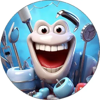 Jedlá dekorace na dort Jedlý papír veselý zub 19,5cm