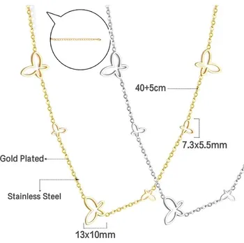 Náhrdelník Elegantní náhrdelník z chirurgické oceli - Motýl,Stříbrná
