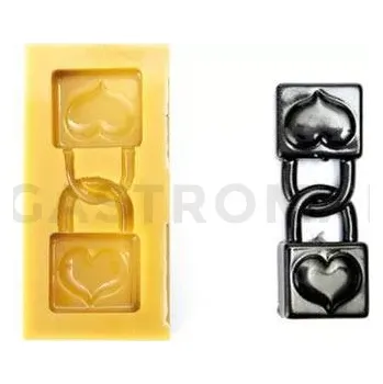 Kuchyňská sůl Silikonová forma na cukrovou hmotu nebo čokoládu ve tvaru dvou zámků - 82x30x12 mm | SILIKOMART, SugarFlex Gold