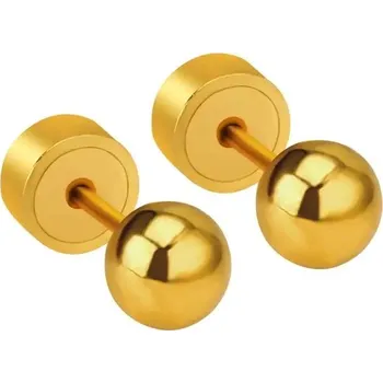 Náušnice Nerezové kulaté hypoalergenní náušnice - Zlatá,4mm