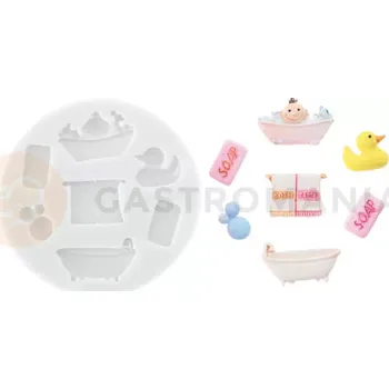 Kuchyňská sůl Silikonová forma na cukrovou hmotu ve tvaru příslušenství do koupelny - SLK368, 30x15 mm | SILIKOMART, SugarFlex