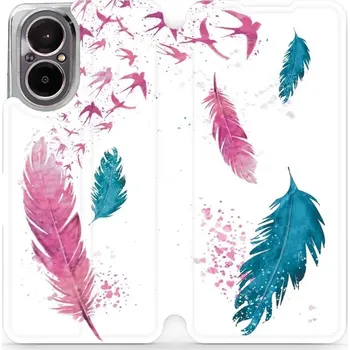 Pouzdro na mobilní telefon Flipové pouzdro Mobiwear - Realme C67 - MR08S Pírka (Knížkové flip pouzdro, obal, kryt na mobil Realme C67 - MR08S Pírka, materiál Umělá kůže + TPU - ochrana 360°, stojánek, silikonová vanička, magnetické zavírání)