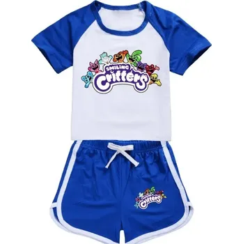 Smiling Critters Dětský letní set triko + kraťasy na motivy oblíbených postaviček "Smiling Critters" (vel. 100 - 170) Barva: modrá 3, Velikost: 150 (8-9 let)