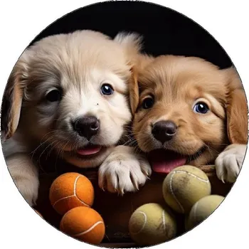 Jedlá dekorace na dort Jedlý papír štěňata s balonky 19,5cm