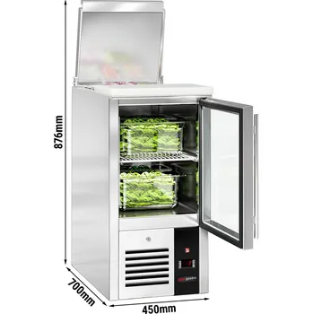 Lednice G.Gastro Saladette PREMIUM - 450mm - prostor pro GN nádoby - 1 skleněné dveře