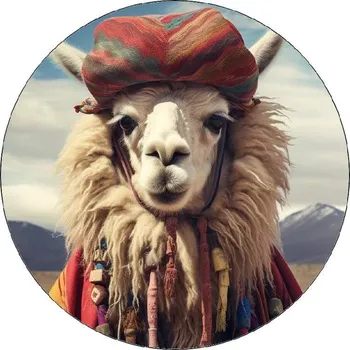 Jedlá dekorace na dort Jedlý papír lama s oblečením 19,5cm