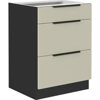 Kuchyňská skříňka LEMPERT Dolní skříňka ARINA 6 (60 cm) - černá / kašmír