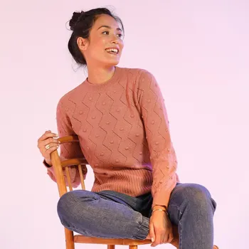 Dámský svetr Pulovr s kulatým výstřihem šedorůžová 42/44