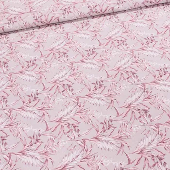 Směsové plátno LONETA, starorůžová tráva na režné, š.140cm (látka v metráži)