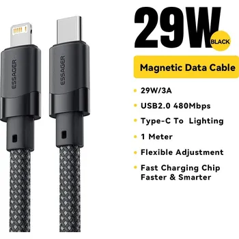 Essager Magnetický opletený LIGHTNING / USB-C nabíjecí kabel 1m 29W