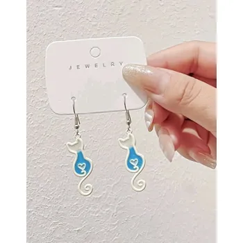 Náušnice Náušnice, modro stříbrné kočky