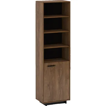 Knihovna Vitrína / regál, dub bolzano / černá, pravá, DELIS R2