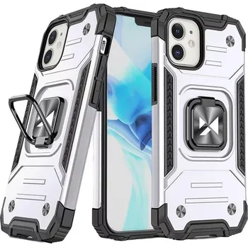 Pouzdro na mobilní telefon Wozinsky Ring Armor pouzdro iPhone 14 , pancéřové s magnetickým úchytem a kroužkem srebrne