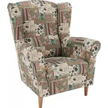 Křeslo ušák, látka patchwork Viorica 1, Charlot