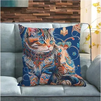 Povlak na dekorativní polštářek Povlak na polštář, barevný kocour