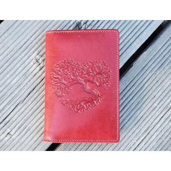 Obal na doklad Kožené zboží Pouzdro Na Doklady "Strom Života 02" červené