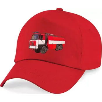 Kšiltovka Dětská kšiltovka hasiči červená hasičské auto 815 (plátěná dětská kšiltovka pro HASIČE)