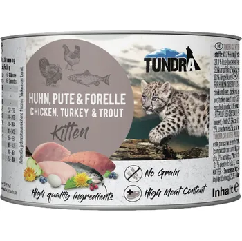 Krmivo pro kočku Tundra Cat Kitten kuře, krůta a pstruh 6× 200 g