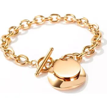 Náramek Ocelový náramek měděné barvy - rovný a zvlněný kruh