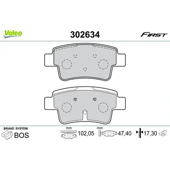 Brzdová destička Sada brzdových destiček, kotoučová brzda VALEO 302634