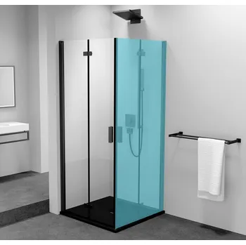 ZOOM BLACK sprchové dveře skládací 800mm, čiré sklo, levé