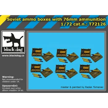 Plastikový model Blackdog 1/72 Soviet ammo boxes with 76 mm ammunition