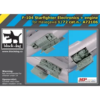 Plastikový model Blackdog 1/72 F-104 Starfighter electronics+engine (HAS)