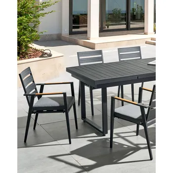 Sada 6 zahradních židlí černé hliníkový rám podušky na sezení lamelové opěradlo moderní design Beliani