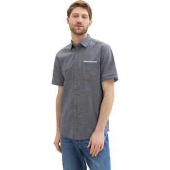 Pánská košile TOM TAILOR PÁNSKÁ KOŠILE S KR.RUKÁVEM - NAVY MELÍR 3XL