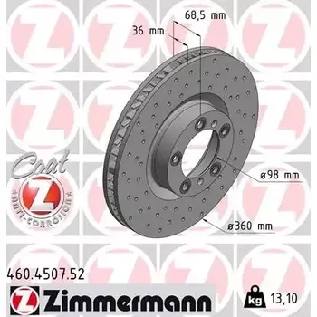 Brzdový kotouč ZIMMERMANN Brzdový kotouč SPORT COAT Z - 360 mm ZIM 460.4507.52