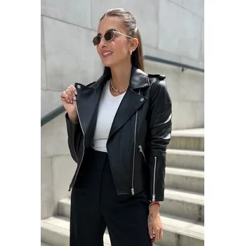 Dámský křivák Dámská kožená bunda HUGO 50512604 černá Velikost: XS