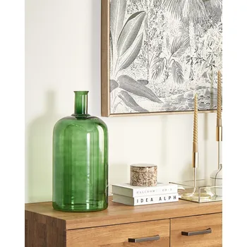 Váza Váza na květy zelená skleněná 45 cm ručně vyrobená dekorativní doplněk moderní design Beliani