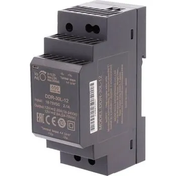 Měnič napětí Napěťový měnič Mean Well DDR-30L-12 Průmyslový, 12V - 18 až 75V, 2,5A, na DIN