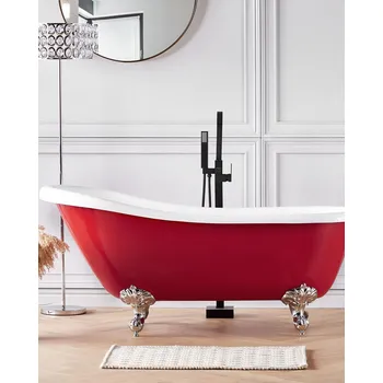 Vana Vana červená sanitární akrylát volně stojící 153 x 77 cm retro design elegantní Beliani