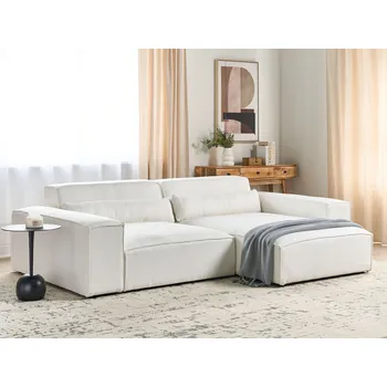 Sedací souprava Levá 2místná modulární rohová sedačka bílý buklé sekční gauč s černými nohami moderní obývací pokoj Beliani
