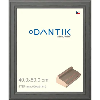 Rám na obraz DANTIK rámeček 40x50 | STEP tmavěšedá (Plexi Čiré) (Vyrobeno s láskou u nás v DANTIKU)