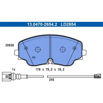 Brzdová destička Sada brzdových destiček, kotoučová brzda ATE 13.0470-2654.2