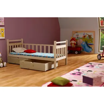 Postel Max-i Dětská postel ILONA PINE vč. roštu Zvolte rozměr:: 70 x 160 cm, Zvolte barvu:: barva hnědá + ŠUPLÍKY