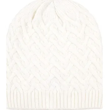 Čepice Bílá pletená čepice s cik cak vzorem