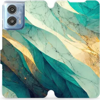 Pouzdro na mobilní telefon Flipové pouzdro Mobiwear - Motorola Moto G24 / Moto G04 - VP37S Zlatavý a zelenkavý mramor (Knížkové flip pouzdro, obal, kryt na mobil Motorola Moto G24 / Moto G04 - VP37S Zlatavý a zelenkavý mramor, materiál Umělá kůže + TPU - ochrana 360°, stojánek,)