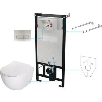 WC sada Deante Peonia wc souprava s mísou, sedátkem a tlačítkem CDEF6ZPW