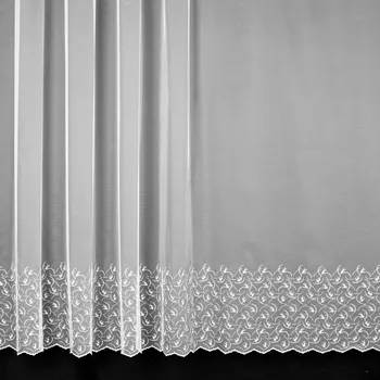 Záclona Tylová záclona 567/601, vyšívané květinky s ornamenty, s bordurou, bílá výška 240cm ( v metráži)