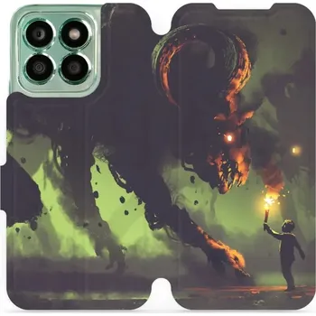 Pouzdro na mobilní telefon Flipové pouzdro Mobiwear - Honor X8b - VA08P Příšera a kluk s pochodní (Knížkové flip pouzdro, obal, kryt na mobil Honor X8b - VA08P Příšera a kluk s pochodní, materiál Umělá kůže + TPU - ochrana 360°, stojánek, silikonová vanička, magnetické zavírání)