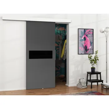 Interiérové dveře MIRJAN Mereno IV 100 106/205 cm bílá + grafit + černý lacobel