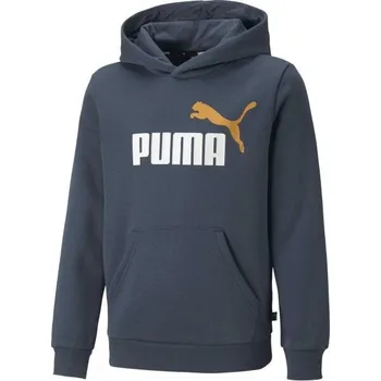 Chlapecká mikina Chlapecká mikina Puma ESSENTIALS + BIG LOGO HOODIE 128 Tmavě modrá, Bílá, Zlatá