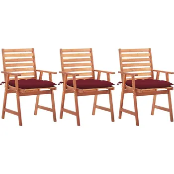 Zahradní jídelní židle s poduškami 3 ks masivní akáciové dřevo Červená 3064371