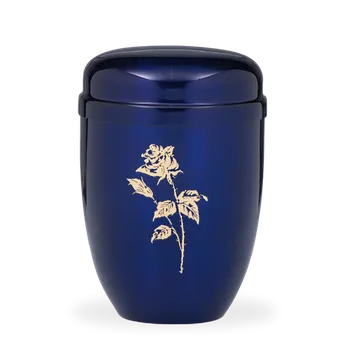 Smuteční dekorace Kovová urna Faith Modrá - Růže II